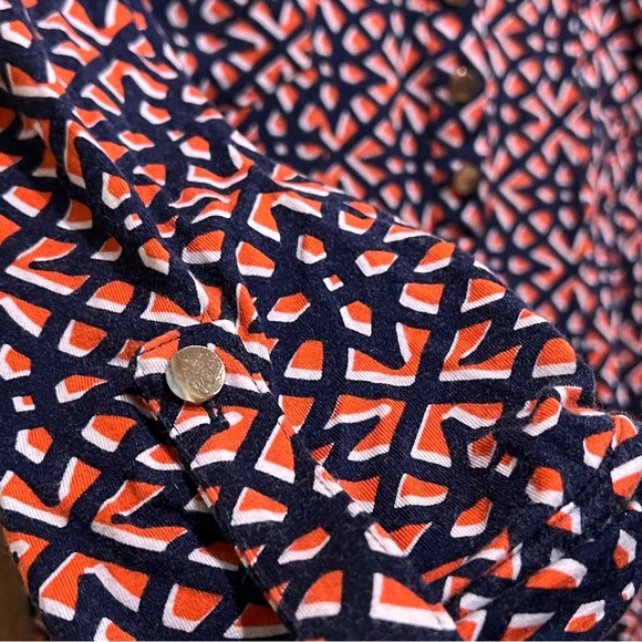 Button Down Woman Blouse 3/4 Sleeve Geometric V-neck Size XL by Roz & Ali - Picture 3 of 9